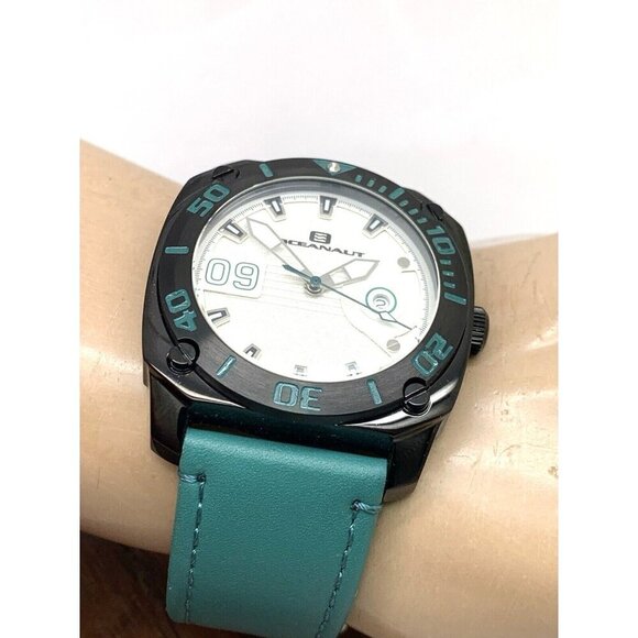 Oceanaut Men's Watch OC1343 Barletta Silver Dial Date Leather Band 44mm - Picture 6 of 15